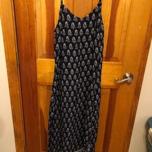 Elegant Navy Blue Patterned Dress